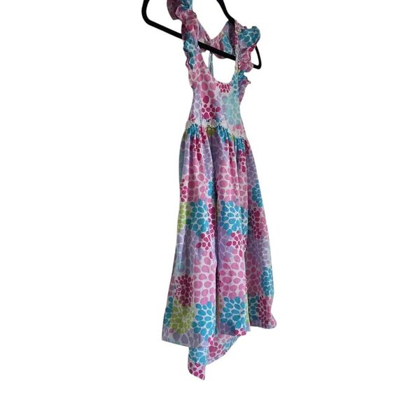 Kelly's Kids Girl's Size 6/7 Pink White Multi Halter Backless Sundress - Picture 3 of 5